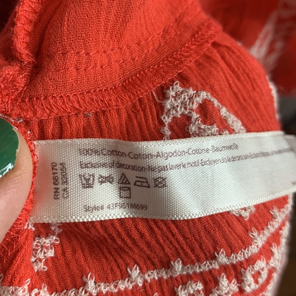 Intimately Free People Ironworks flounce orange boho smocked dress W-736 Sz XS - Picture 9 of 11